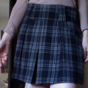 vintage plaid wool pleat mini skirt, lined